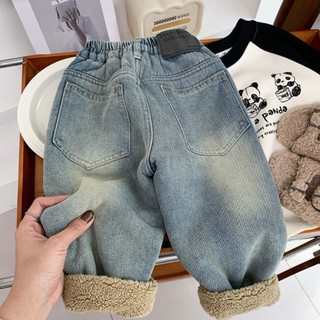Quần jeans dáng baggy lót lông cừu cho bé