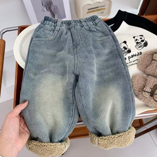 Quần jeans dáng baggy lót lông cừu cho bé