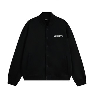 Áo Khoác Bomber Hai Lớp LUCID Basic Nam Nữ Nỉ Bông Siêu Dày Nút Bấm