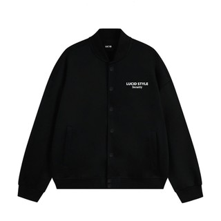 Áo Khoác Bomber Hai Lớp LUCID Basic Nam Nữ Nỉ Bông Siêu Dày Nút Bấm