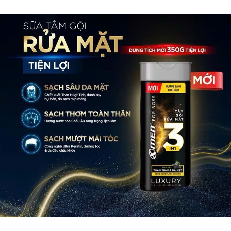 Tắm Gội Rửa Mặt XMen for Boss 3in1 Luxury 630G