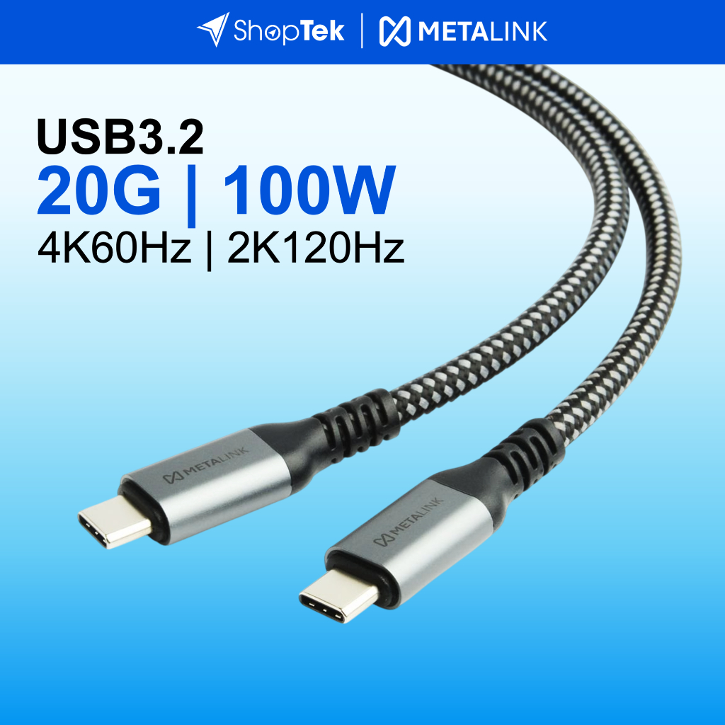 METALINK Cáp đa năng C to C 100W USB3.2 Gen 2 20Gbps 4K60Hz sạc và truyền video, data siêu nhanh