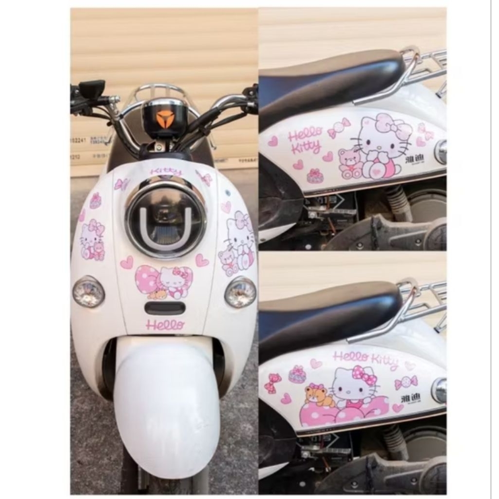 Tem Hello Kitty 3 lớp xịn chống nước 1nawm không bong dán cho các dòng xe điện,xe máy, ô tô,...