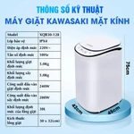 Máy giặt mini PVL - KAWASAKI Mặt kính cường lực, 5kg, giặt, vắt sấy, KT máy 42x45x75cm , KT lòng máy 32x30cm - BH 6 Năm — ảnh 2