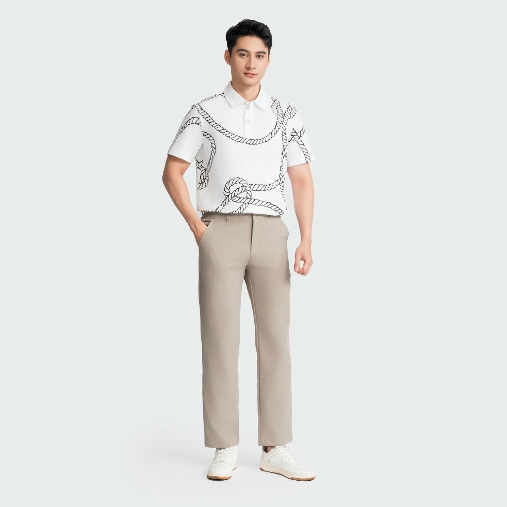 Quần Kaki Thời Trang Nam Insidemen dáng suông dệt dobby đứng phom 6KK0470Z