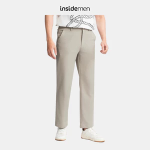 Quần Kaki Thời Trang Nam Insidemen dáng suông dệt dobby đứng phom 6KK0470Z