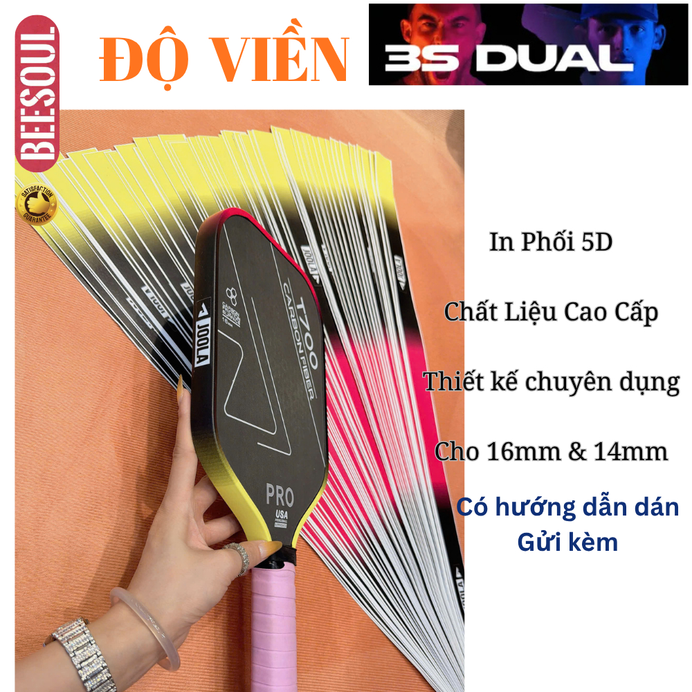 Dán viền vợt Pickleball Joola 3S Dual 16mm 14mm phiên bản giới hạn 4 màu Remix Cực Cháy Beesoul