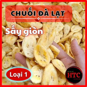 Chuối sấy giòn không đường loại 1, trái cây hoa quả sấy giòn, snack ăn vặt ngon, 500g/1kg, HTC Food