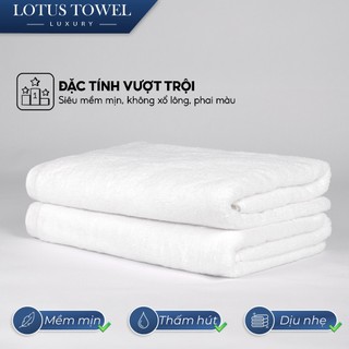 Bộ 6 Khăn Khách Sạn Lotus màu trắng cỡ lớn ( 2 khăn tắm cỡ 70x140cm) , 100% Cotton,Mềm Mịn, Thấm Hút