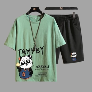 Bộ thể thao nam nữ thun mè gấu tanby quần dài áo ngắn tay có 4 màu phong cách trẻ trung unisex K1