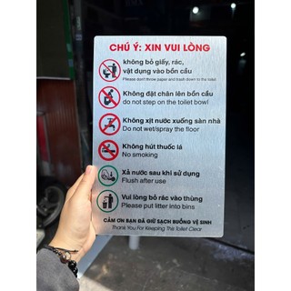 Bảng nội quy nhà vệ sinh chung  chất liệu alu nhôm ( tặng kèm keo 2 mặt)