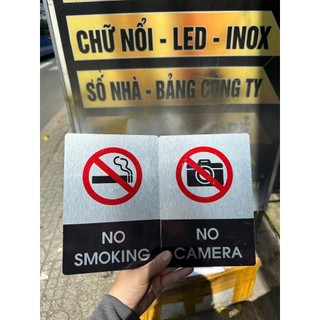 Bảng No SMOKING, no smoking biển báo cấm hút thuốc chất liệu nhôm Alu dán sẵn keo 2 mặt