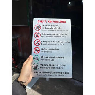 Bảng nội quy nhà vệ sinh chung  chất liệu alu nhôm ( tặng kèm keo 2 mặt)
