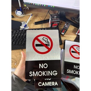 Bảng No SMOKING, no smoking biển báo cấm hút thuốc chất liệu nhôm Alu dán sẵn keo 2 mặt