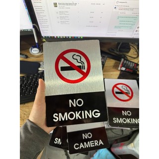 Bảng No SMOKING, no smoking biển báo cấm hút thuốc chất liệu nhôm Alu dán sẵn keo 2 mặt