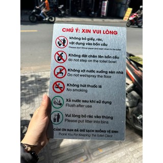 Bảng nội quy nhà vệ sinh chung  chất liệu alu nhôm ( tặng kèm keo 2 mặt)