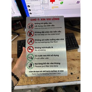 Bảng nội quy nhà vệ sinh chung  chất liệu alu nhôm ( tặng kèm keo 2 mặt)