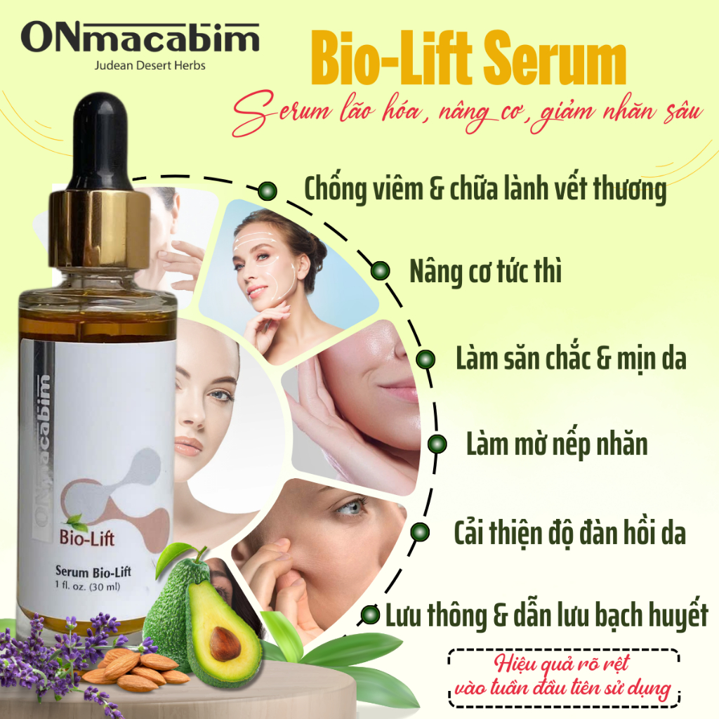 Serum chống lão hóa ONmacabim Bio-Lift Serum 30ml, 100ml, Nâng cơ & Giảm nhăn sâu Chính Hãng