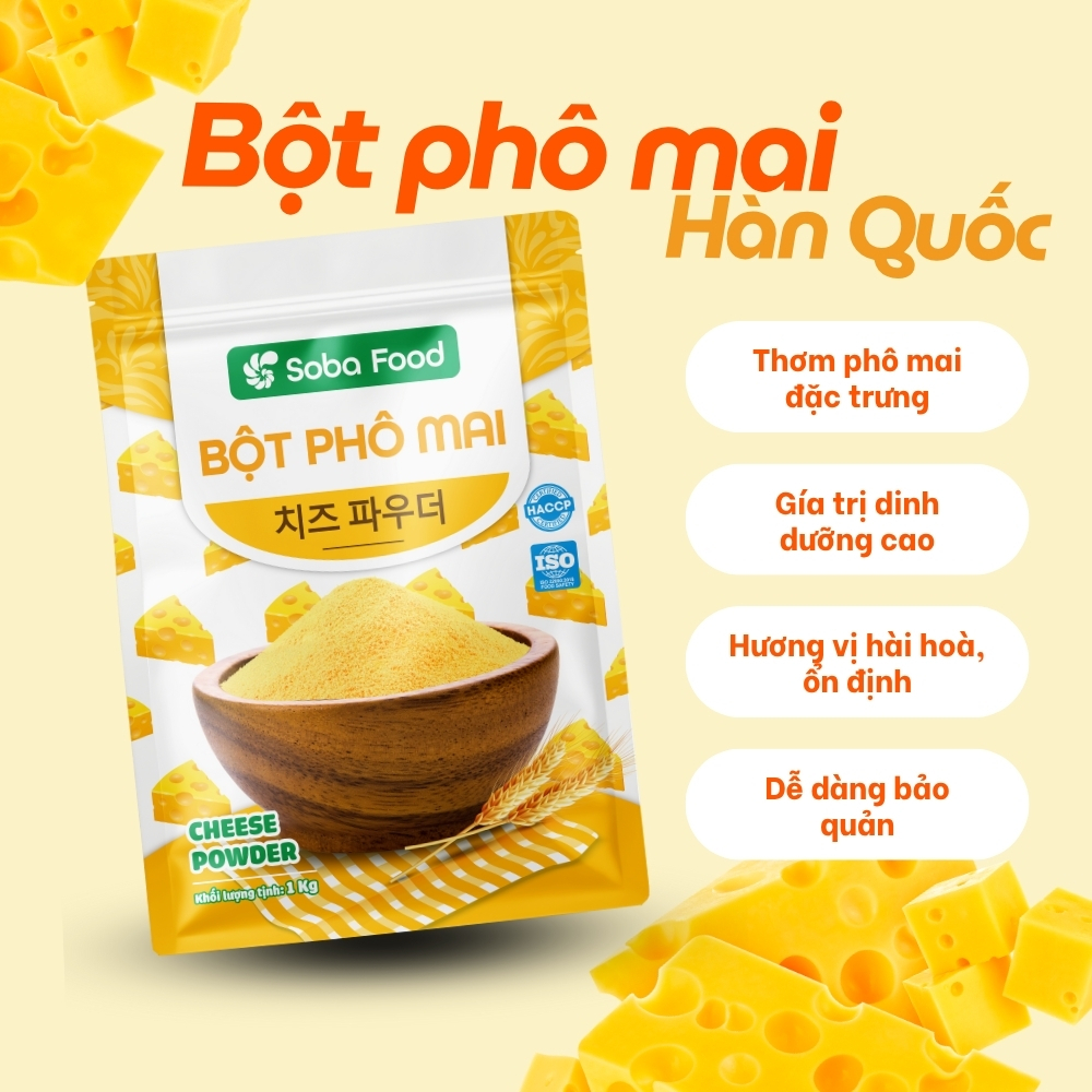 Bột Phô Mai Hàn Quốc Gói 1kg Soba Food Bột Phô Mai Lắc Khoai Tây Chiên, Gà Rán, Bắp Rang- SBPM15