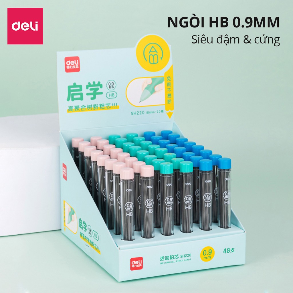 Ruột Bút Chì Kim Deli – 2B/HB, 0.5/0.7/2.0mm, Viết Mượt, Nhỏ Gọn, Hộp 20 Ngòi, Học Sinh & Văn Phòng