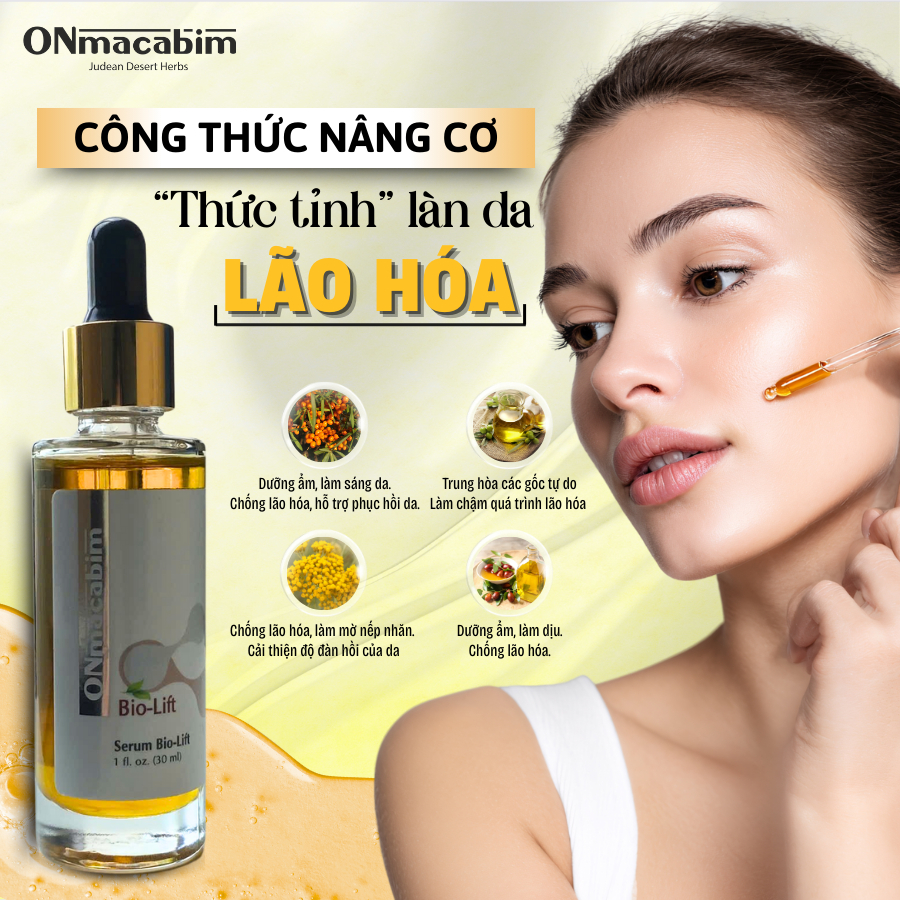 Serum chống lão hóa ONmacabim Bio-Lift Serum 30ml, 100ml, Nâng cơ & Giảm nhăn sâu Chính Hãng