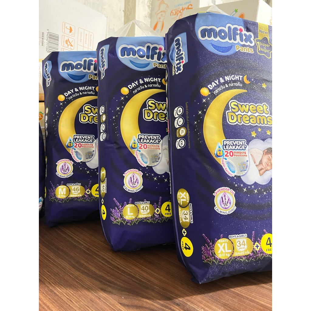 Tã/bỉm quần Molfix  [ NGÀY ĐÊM ]gói cực đại tiết kiệm giá tốt đủ size /M76/L68/XL62/XXL56