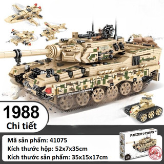 [1988 Mảnh] Bộ Đồ Chơi Lắp Ghép Siêu Tank Panzer, Lắp Ráp Tăng Chiến Đấu,Tàu Chiến, Chiến Hạm, Hạm Đội SWAT Bobotoys