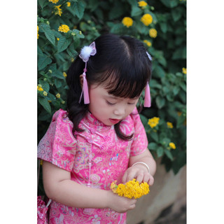 Set 2 kẹp bướm bông tua rua phong cách trung hoa cho bé
