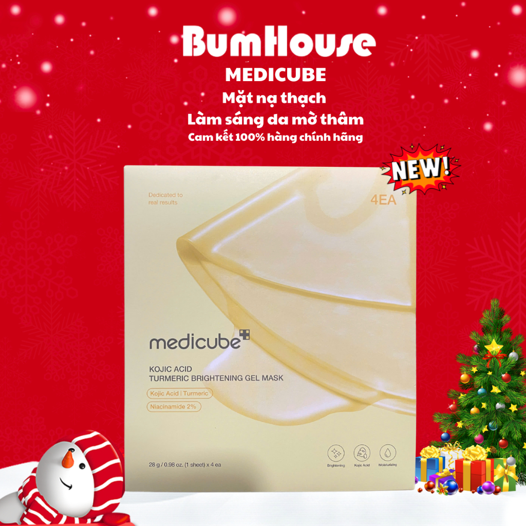 [HỘP 4 MIẾNG] Mặt nạ thạch trắng da Medicube  Kojic Acid Turmeric Brightening Gel Mask Giúp Sáng Da, Mờ Thâm 28 miếng x4