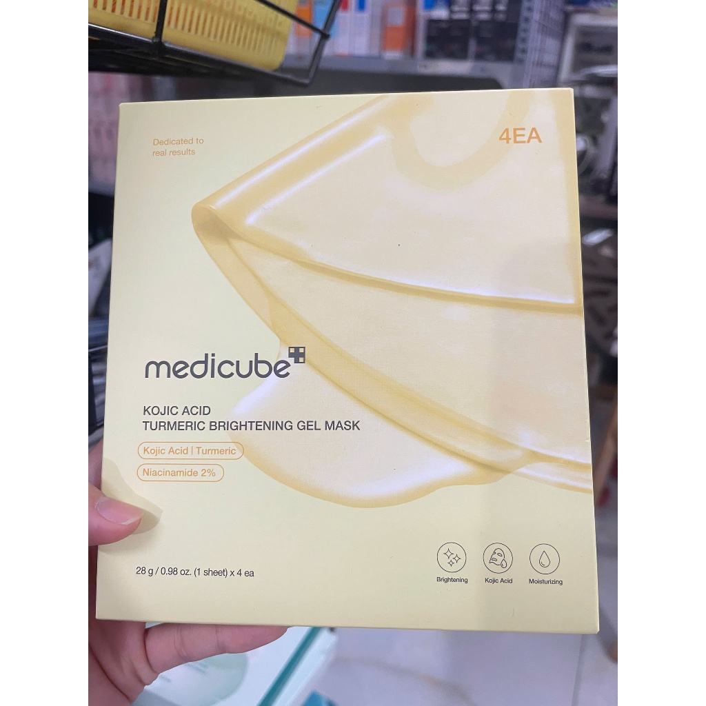 [HỘP 4 MIẾNG] Mặt nạ thạch trắng da Medicube  Kojic Acid Turmeric Brightening Gel Mask Giúp Sáng Da, Mờ Thâm 28 miếng x4