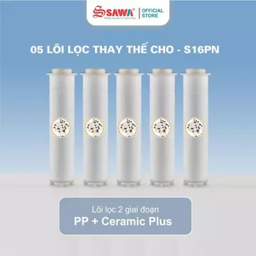 [S16PN-5L] Combo 05 lõi lọc bông PP kết hợp hạt Ceramic dành riêng cho Sen tắm lọc nước S16PN Sawa