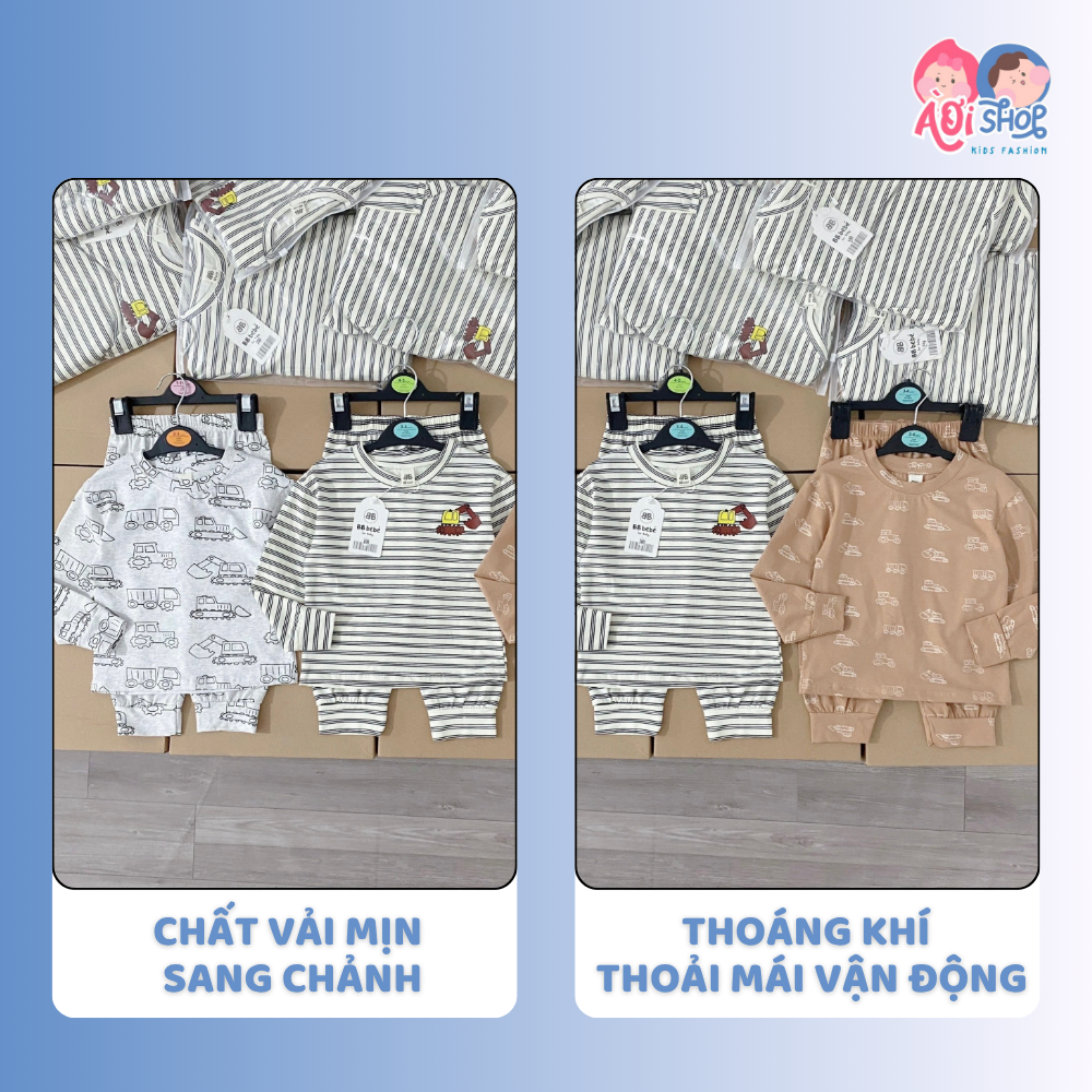 [À ƠI SHOP] H49- set 3 bộ dài tay ô tô sọc- a100.39