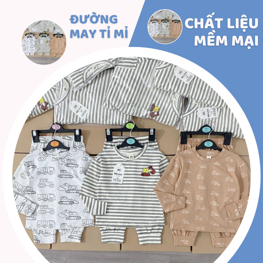 [À ƠI SHOP] H49- set 3 bộ dài tay ô tô sọc- a100.39