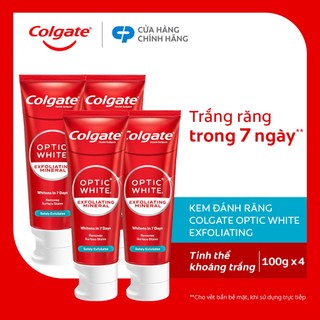 [Quà tặng không bán] Bộ 4 Kem Đánh Răng Colgate trắng răng Optic White tinh thể khoáng trắng 100g