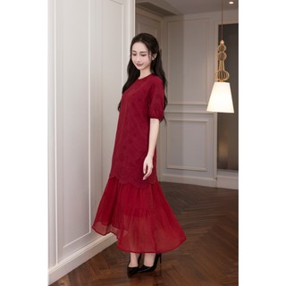SWANLAKE | Váy Đầm Nữ Suông Maxi Xòe Tay Ngắn Cotton Thêu Hoa Tiệc Công Sở Thanh Lịch D13052
