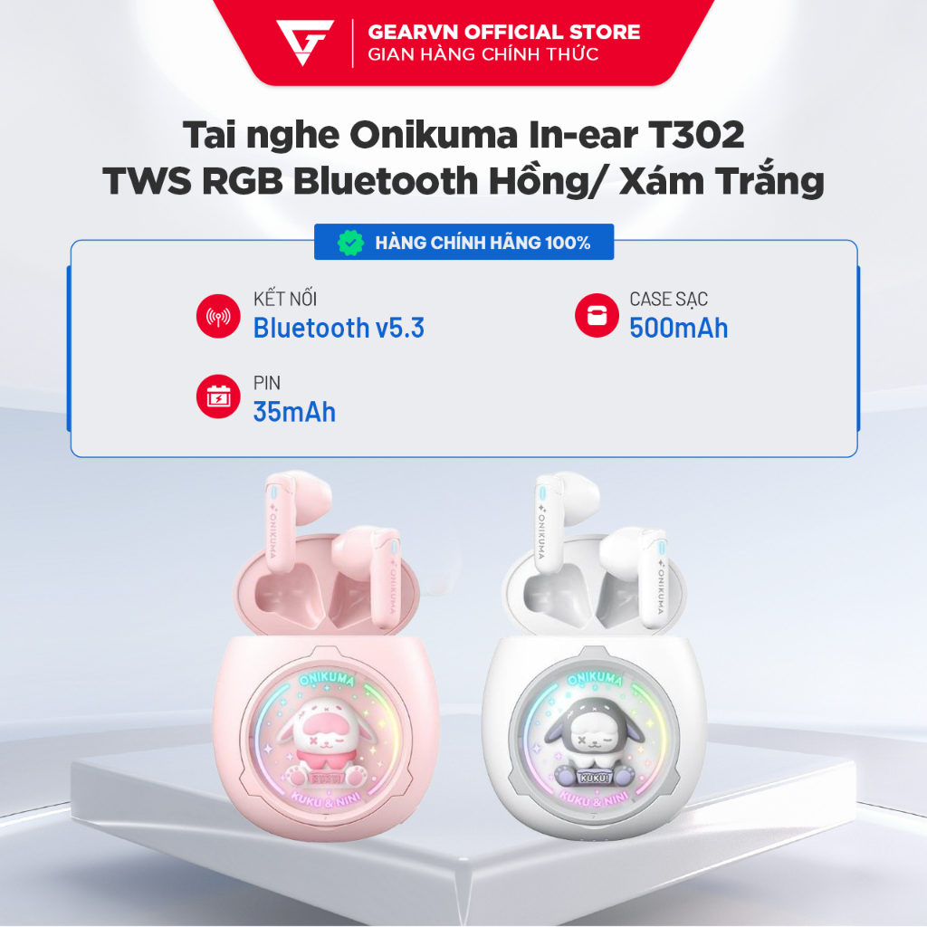 Tai nghe Onikuma In-ear T302 TWS RGB Bluetooth Hồng/ Trắng | Shopee ...