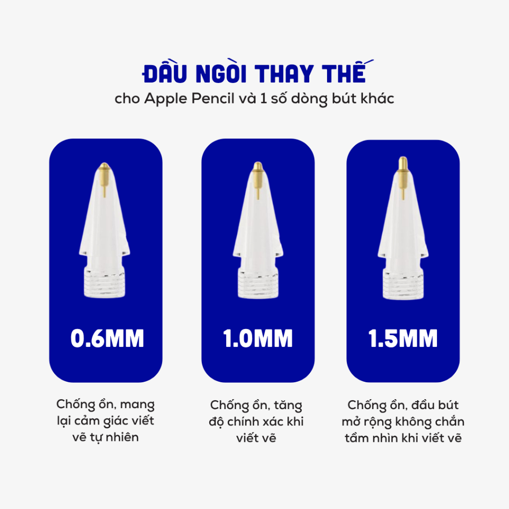 Ngòi Bút Thay Thế Cho Bút Cảm Ứng Pencil 1/2 Có Tùy Chọn Ngòi Kim Loại Hoặc Ngòi Nhựa Góc Trắng A02