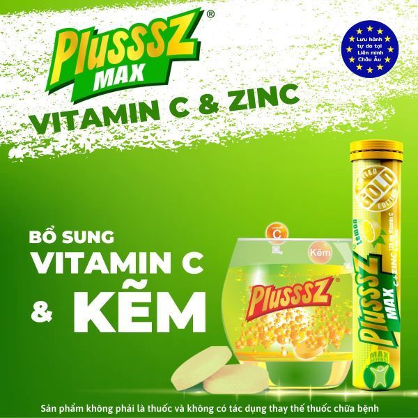 Viên sủi PLUSSSZ Max Multivitamin không đường tuýp 20 viên