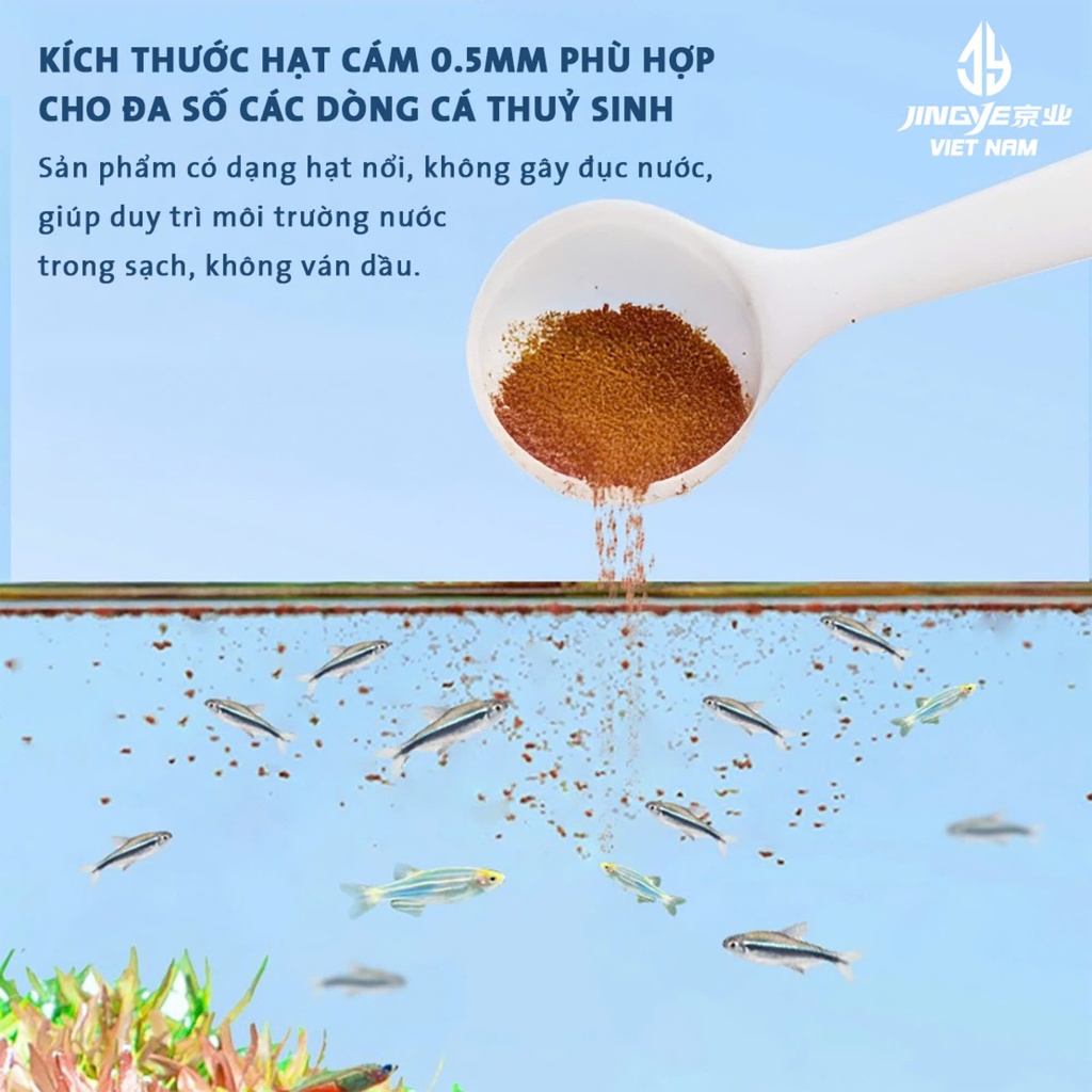 Cám JINGYE - Thức Ăn Cao Cấp Cho Cá Molly Guppy & Cá thủy Sinh . Đạm Cao Cá Lên Màu Đẹp