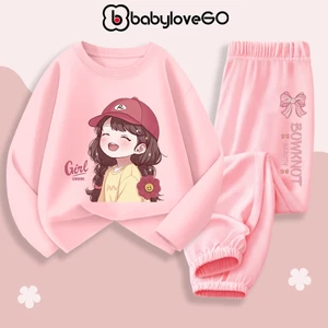 Bộ thu đông dài tay bé gái BabyloveGO mẫu mới 2026 đồ bộ cho bé chất thun cotton co giãn mềm mịn