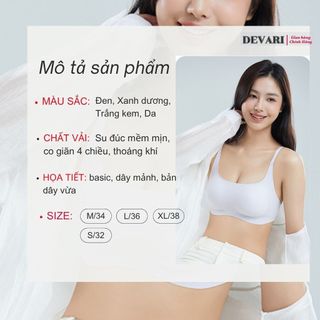 Áo ngực nữ cao cấp su đúc mềm mịn thoáng mát mút mỏng cố định ôm ngực nâng đỡ tự nhiên DEVARI A03