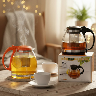 Bình Lọc Trà Thủy Tinh Dung Tích Lớn 1300ml Sang Trọng Lõi Lọc có tháo rời Inox 304 Cao Cấp Kiểu Dáng Hiện Đại