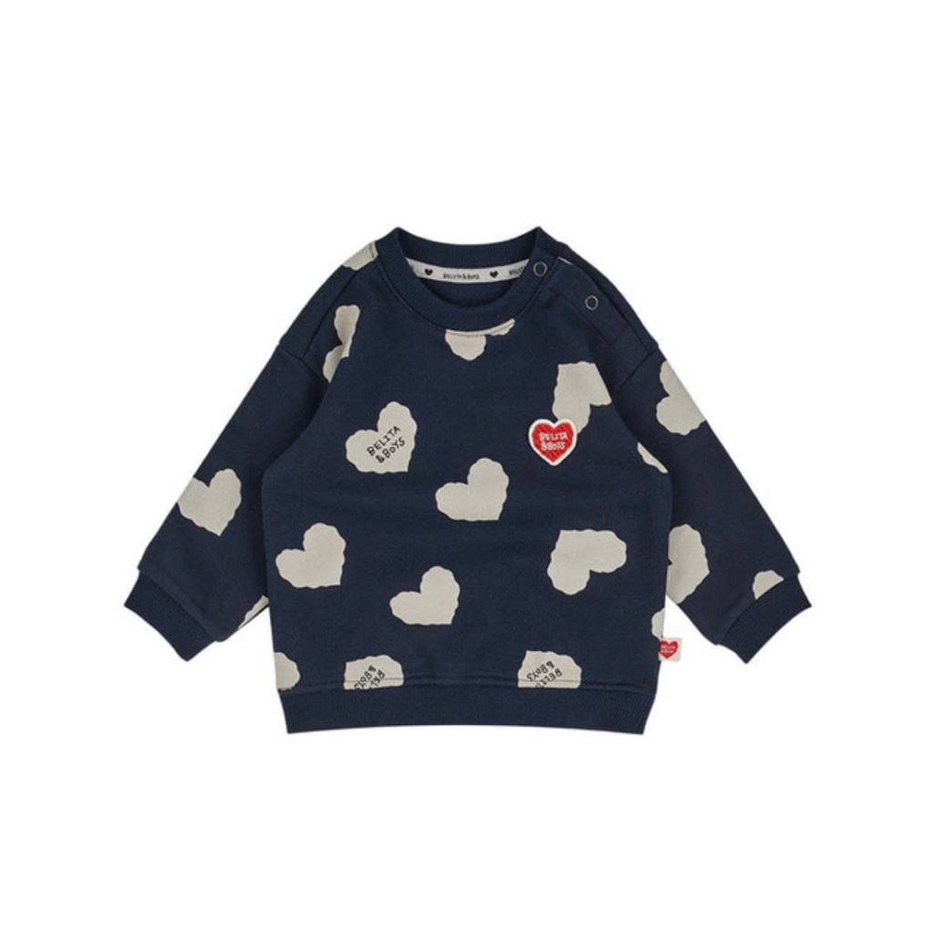 Bộ Belita&boys hoạ tiết trái tim chất nỉ cotton mềm [chỉ còn size 70]