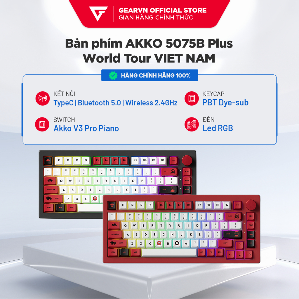 Bàn phím AKKO 5075B Plus Red World Tour Việt Nam
