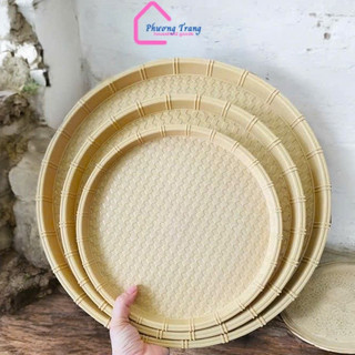 Mẹt nhựa tròn giả mây tre đan Khôi Nguyên, Đĩa mẹt tròn đựng bún đậu,đồ ăn vặt,mẹt gà