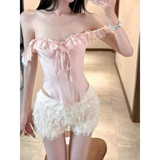 LT - Áo trễ vai, cổ yếm mặc được hai kiểu vai bèo xinh xắn, dáng áo xương cá siêu tôn dáng, lưng chun dễ mặc 1342