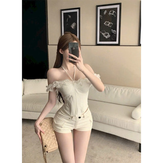 LT - Áo trễ vai, cổ yếm mặc được hai kiểu vai bèo xinh xắn, dáng áo xương cá siêu tôn dáng, lưng chun dễ mặc 1342