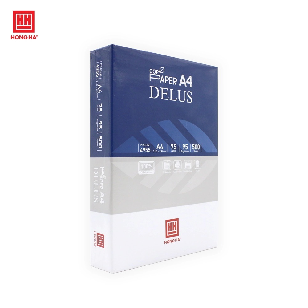 Giấy in photocopy A4 A5 HH Delus 75gsm độ trắng 95%