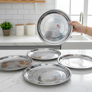 Combo 2 Khay tròn inox chùm nho có đủ cỡ dùng cho gia đình quán ăn tiện dụng  - Phương Trang