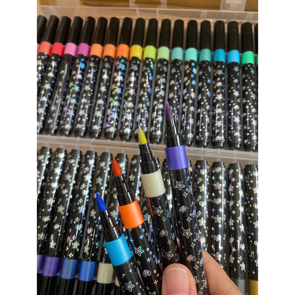 Hỏa Tốc Bút Marker Acrylic 9053F ngòi to kim tuyến dạ quang màu tô vẽ trang trí, màu vẽ sáng tạo vẽ